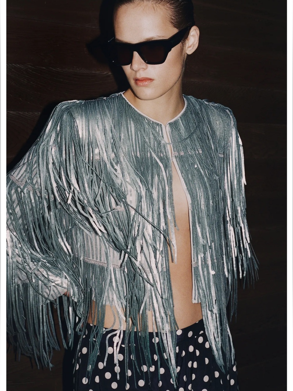 ZARA FRINGED SEQUIN JACKET - Picture 4 of 16